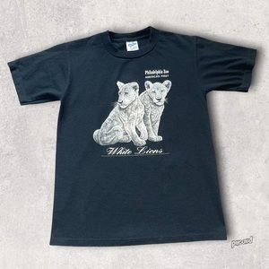 Vtg Kids Philadelphia Zoo White Lions Shirt Youth Medium